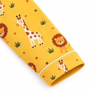 Conjunto de pijama de jirafa y león amarillo mostaza para bebé, camisa de manga larga con estampado animal, pantalones, ropa de dormir para bebé - Product Image 3