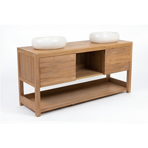 Teak Bathroom Vanity <b>Unit</b> for Hotel Project Double Vessel Basin Counter Cabinet Commercial Resort Contract Furniture Indonesia - Product Image 2