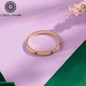 Bague d'éternité plaquée or rose Charm_Jewells avec moissanite sertie à griffes, minimaliste, unisexe, pour usage quotidien - Product Image 3
