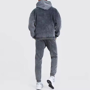 Conjunto de Sudadera con Capucha Oversize Casual para Hombre con Lavado Mineral y Pantalones Deportivos con Rayas Laterales, Chándal Vintage con Lavado Ácido, Conjunto de Dos Piezas - Product Image 2