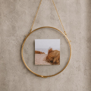 Cadre de miroir rond en laiton avec attache chaîne, design cercle métallique, verre transparent, cadre photo rond suspendu, décorations murales - Product Image 4