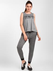 Débardeur gris sans manches pour femme, imprimé Run It, col rond, veste de sport respirante en tissu tricoté - Product Image 6