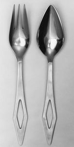 Juego de cubiertos minimalistas de metal con acabado de alto brillo, resistentes al óxido, para catering. - Product Image 6