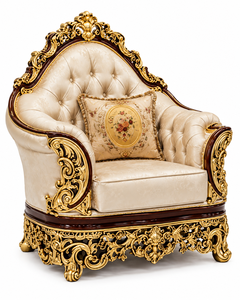 Elegante Juego de Sofás de Madera Tallada Estilo Rococó para Sala de Estar, Sofá y Sillas Talladas con Acabado Dorado Majestuoso, Juego de 7 Plazas para Sala de Estar, Reino Unido - Product Image 4