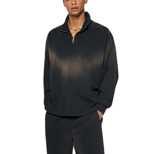 เสื้อสเวตเชิ้ตคอตั้งผู้ชาย ผ้าเทอร์รี่หนานุ่ม 100% คอตตอน สไตล์สตรีทแวร์ วินเทจ สีซีดแบบซันเฟด สำหรับผู้ชาย - Product Image 5