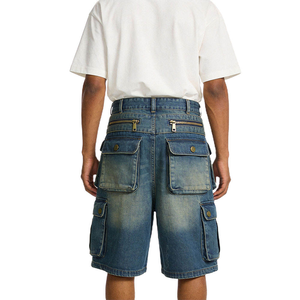 Shorts de Mezclilla para Hombre, Corte Recto, Lavado Claro, Cintura Media, Casuales, de Verano, de Algodón - Product Image 2