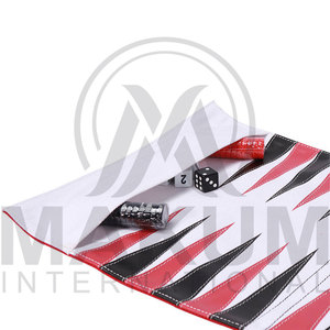 Ensemble de backgammon en cuir de luxe, portable, avec pochette zippée, cadeau haut de gamme pour adultes, jeu de backgammon - Product Image 5