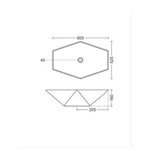Wall hung floating glossy white ceramic rectangular bathroom sink 600x425x160mm with semi pedestal style for home hotel use - Product Image 4