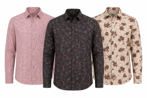 เสื้อเชิ้ตฮาวายลายดอกไม้สำหรับผู้ชาย ผ้าฝ้าย 100% พิมพ์ลายทอ ปกคอพับ สวมใส่สบายๆ ในฤดูร้อน ติดกระดุม แขนยาว ยืดได้ - Product Image 4