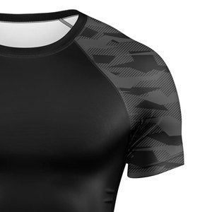 Chemise de compression pour homme à manches courtes, coupe ajustée, confortable, logo personnalisé, noire, séchage rapide, polyester, douce, respirante, haute performance - Product Image 6