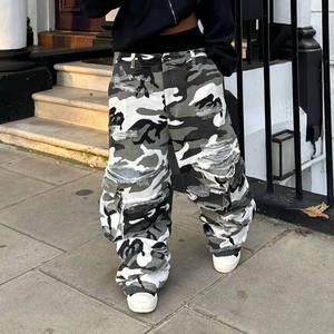 Jaffico International Men's Solid Color Ripped <b>Harem</b> Pants High Waist Distressed Street Style Eco-friendly Casual <b>Trousers</b> - Product Image 5
