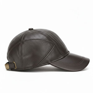 6 Panel <b>Black</b> PU Leather Baseball <b>Cap</b> Adjustable Strap Curved Brim Hat for <b>Men</b> Women Custom Logo Fashion Streetwear Wholesale - Product Image 4