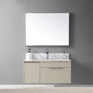 Lavabo da bagno in ceramica da 31 pollici Montary con piano in pietra, installazione sottopiano, foro singolo per rubinetto, con backsplash in Carrara Gold - Product Image 4