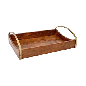 Plateau de service en bois de manguier fait main de la plus haute qualité avec poignées métalliques pour la maison, les hôtels et les restaurants - Product Image 1