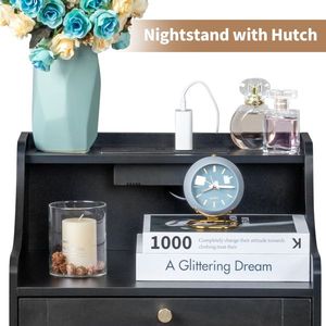 FCH Nightstand Gold Tapered Handle 45*35*73cm Black Particle Board Rattan Three Drawers Bedside Tab Triamcinol Matt Nightstand - Product Image 2