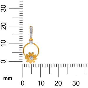 Premium Designer Gold Daisy Flower Circle Hoop <b>Dangle</b> <b>Earrings</b> with Sparkling Lab Grown <b>Diamond</b> Bridal Wedding Jewelry - Product Image 5