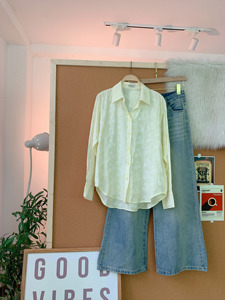 Chemisier transparent à imprimé motif femme SUBICI 8801009, manches longues, dos fendu, coupe ample, couleur bonbon, chemise décontractée d'été, vente en gros - Product Image 3