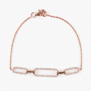 สร้อยข้อมือเพชรเลี้ยงแบบมินิมอล ทองคำขาว 14K ประดับเพชร 0.33 กะรัต ดีไซน์แบบคลิปหนีบกระดาษ สำหรับผู้หญิง สวมใส่ในงานปาร์ตี้ - Product Image 1