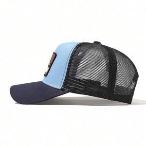 Wholesale Custom 5 Panel Mesh Trucker Hat Embroidered Logo Snapback <b>Outdoor</b> Beach Fashion Polyester - Product Image 2