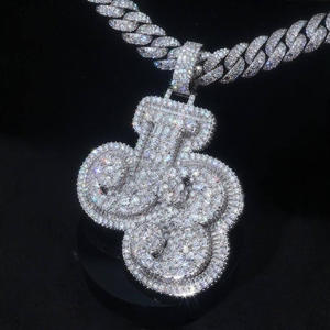 Custom 925 Silver GIA Certified Moissanite <b>Iced</b> <b>Out</b> Hip Hop Cuban Link <b>Chain</b> Charm Pendant Necklace Unisex Jewelry - Product Image 1