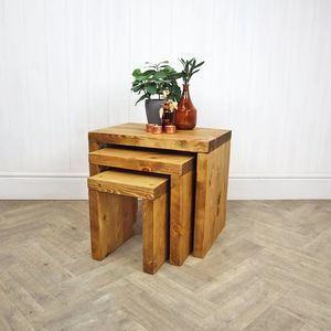 Solid Wood Eco-Friendly <b>Rectangle</b> Nesting <b>Tables</b> Set Premium Finish | Quality Handmade | Factory Direct Bulk Rate - Product Image 1