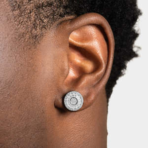 925 Sterling <b>Silver</b> Round Baguette Halo <b>Stud</b> <b>Earrings</b> Circle <b>Stud</b> <b>Earrings</b> for Women - Product Image 1