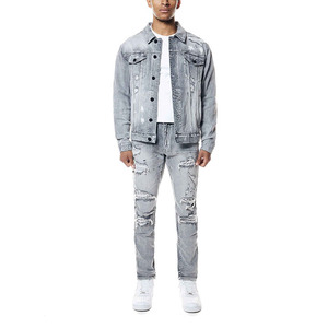 Men's Washed Denim Jacket Solid Color Casual Turn-down Collar Regular Fit Breathable 100% Cotton Winter Eco-Friendly Windproof - Product Image 2