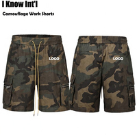 Shorts cargo camouflage Ripstop personnalisés pour hommes, streetwear, tactiques, multi-poches, fermeture éclair, shorts camouflage tendance, taille élastique, cordon de serrage