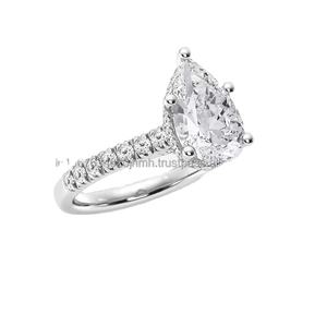 Anillo de compromiso/boda de oro blanco de 14K para mujer IGI/GIA Lab Grown VVS Clarity Pear Shape-Fine Luxury Vintage Unisex para fiestas - Product Image 1
