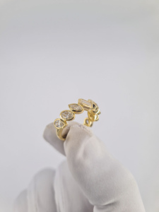 Anillo de Diamantes de Oro Amarillo de 14K y 18K con Diamantes Cultivados en Laboratorio, Anillo Multiforma para Mujer, Marquesa, Pera, Esmeralda, Ovalado, Redondo, Joyería Fina - Product Image 1