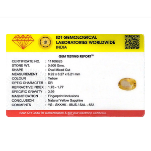 พลอยแซฟไฟร์สีเหลืองทรงรีขนาด 3.2 กะรัต สำหรับเครื่องประดับชั้นดี - Product Image 4