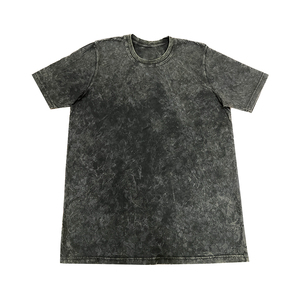 T-shirt délavé noir pour homme, col rond, manches courtes, 100 % coton, coupe classique, toutes saisons, couleur unie, haut décontracté - Product Image 4