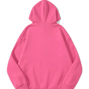 Unisex 100% Cotton Woven Dot Pure Color Regular-fit <b>Large</b>-size Casual Sportswear <b>Hoodie</b> with Drawstring and Henley Collar - Product Image 3