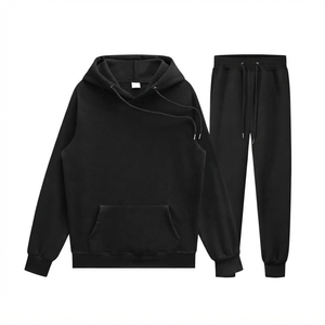 Ensemble de sweat-shirt à capuche vert foncé pour homme, coupe classique, coton French Terry, survêtement décontracté avec poche, vêtements d'automne - Product Image 2