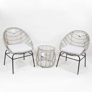 Comhome-Elegante mesa de centro de ratán de plástico con tapa de vidrio y almacenamiento integrado para entornos modernos al aire libre - Product Image 1