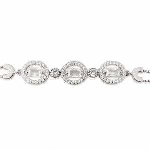 Bracelet chaîne en argent sterling 925 avec diamants pour femme, design géométrique circulaire poli, idéal pour les fêtes, mariages, cadeau, bijoux - Product Image 3