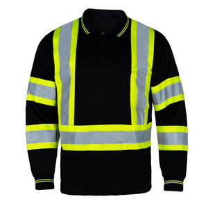 Chemises polo de travail haute visibilité 100% coton, manches longues, séchage rapide, pour hommes, pour le bâtiment - Product Image 1