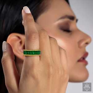 Anneau de bande PRAO Anti-ternissement Baguette Coupe Cristal Conception de bague élégante et durable - Product Image 3