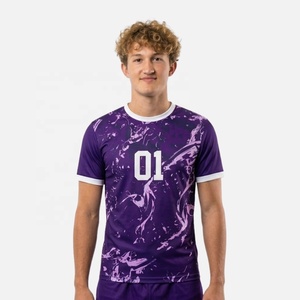 Maillot de football violet à effet éclaboussures, maillot d'équipe personnalisé, uniforme de football à manches courtes, tenue de match, maillot et short de handball - Product Image 4