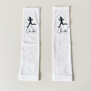 Manchons de bras personnalisés blancs avec logo et design sur mesure, protection anti-UV, unisexe, pour cyclisme, compression - Product Image 6