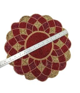 Colourful Embroidered Beadwork Table Mat in a Unique Garden Design Rectangular <b>Placemat</b> for Spring Summer Entertaining Outdoor - Product Image 5