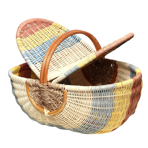 Cesta de Mimbre Natural Personalizable para Picnic, Almacenamiento de Alimentos, Compras y Organización del Hogar - Product Image 1