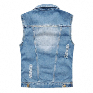 Gilet en jean sans manches pour homme grande taille avec grandes poches, style motard punk, en coton de haute qualité - Product Image 2
