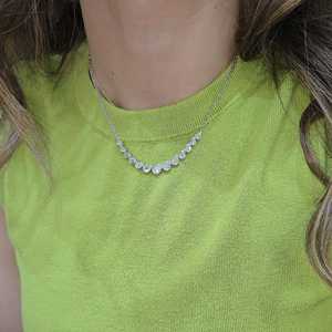 Colliers pendentifs en diamant 3 carats, ensemble de diamants de laboratoire ronds et baguettes en grappe, chaînes superposables réglables de luxe en or massif 10k 14k 18k - Product Image 2