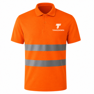 Tanazainra High Visibility Reflective Safety <b>Polo</b> Shirt Custom Hi Vis Reflective Workwear <b>Polo</b> Shirt <b>Orange</b> Reflective Safety - Product Image 1