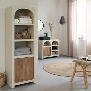 Colonne de salle de bain Vandana Ultra Vesta en bois effet béton et bois d'acacia - Product Image 1