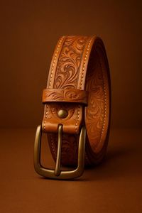 Ceintures en cuir de vachette vintage marron de créateur avec boucle carrée, écologiques et respirantes pour hommes - Product Image 3