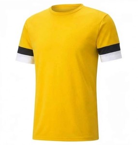 เสื้อฟุตบอลชายสีเหลือง คอกลม แขนสั้น ระบายอากาศได้ดี โพลีเอสเตอร์ สีพื้น ชุดกีฬา ทรงปกติ ใส่ได้ทุกฤดูกาล - Product Image 1
