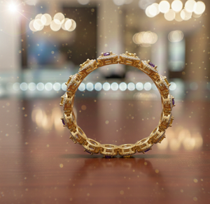 ราคาขายส่ง กำไลข้อมืออเมทิสต์สีเหลืองและสีน้ำเงิน เงินแท้ 925 ชุบทอง 18K ประดับพลอยรูปไข่ สำหรับผู้หญิง - Product Image 4