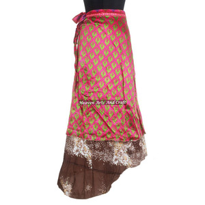 Fashion Pareo Lava-Lavas Swimwear <b>Cover</b>-<b>Ups</b> and Sarongs for Women's 2 Layer Reversible Magic Silk Saris Wrap Long Skirt Silk - Product Image 2